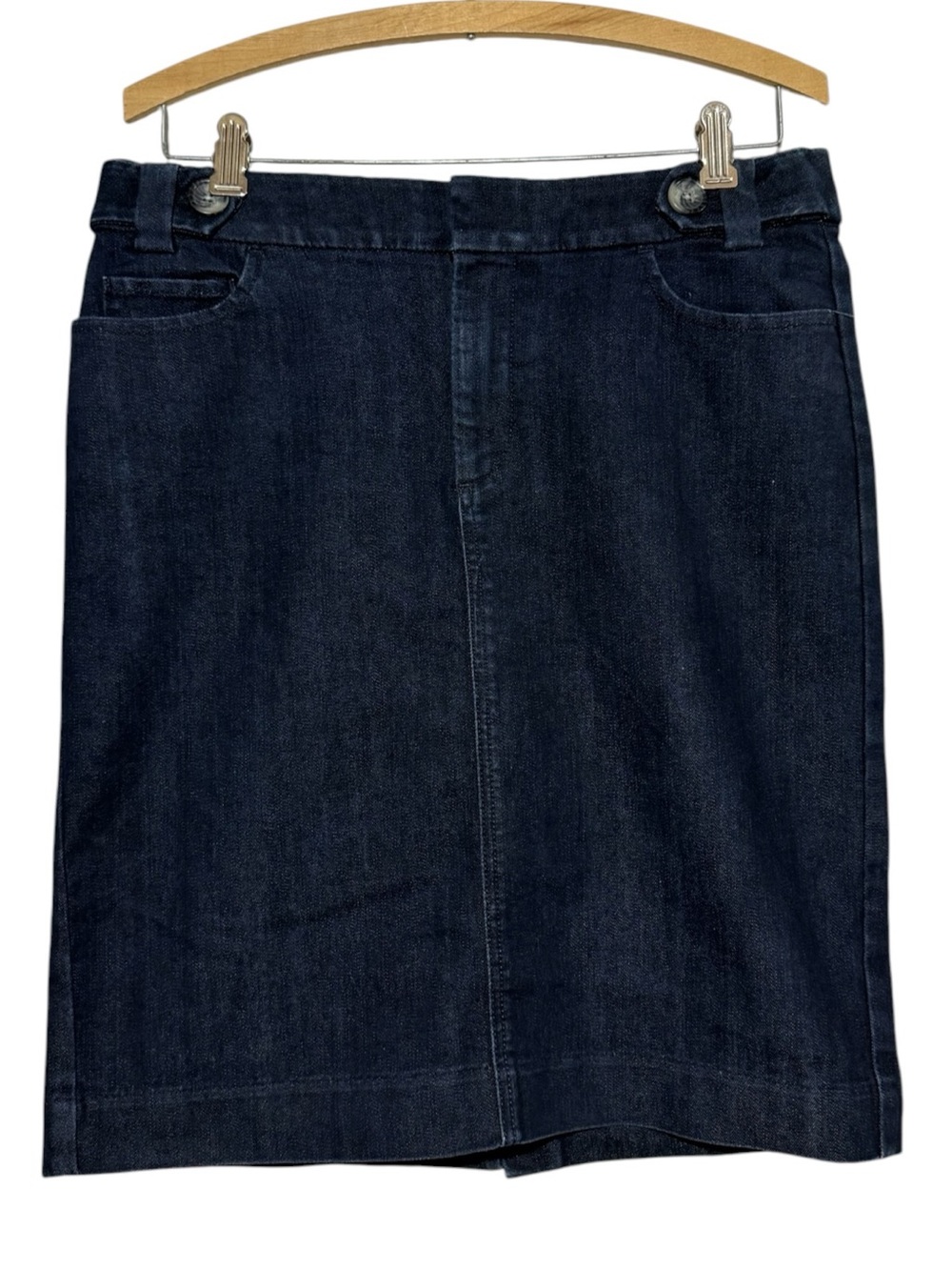 Banana Republic Denim Jean Pencil Skirt Size 8 Dark Wash Knee Length Classic Fal